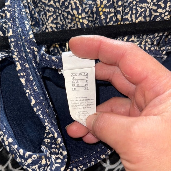 Navy and Gold Patterned Swimsuit - Picture 6 of 7